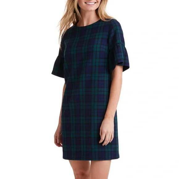 green and navy plaid dress Cheery Mood Plaid Tunic Dress In Green main image 0